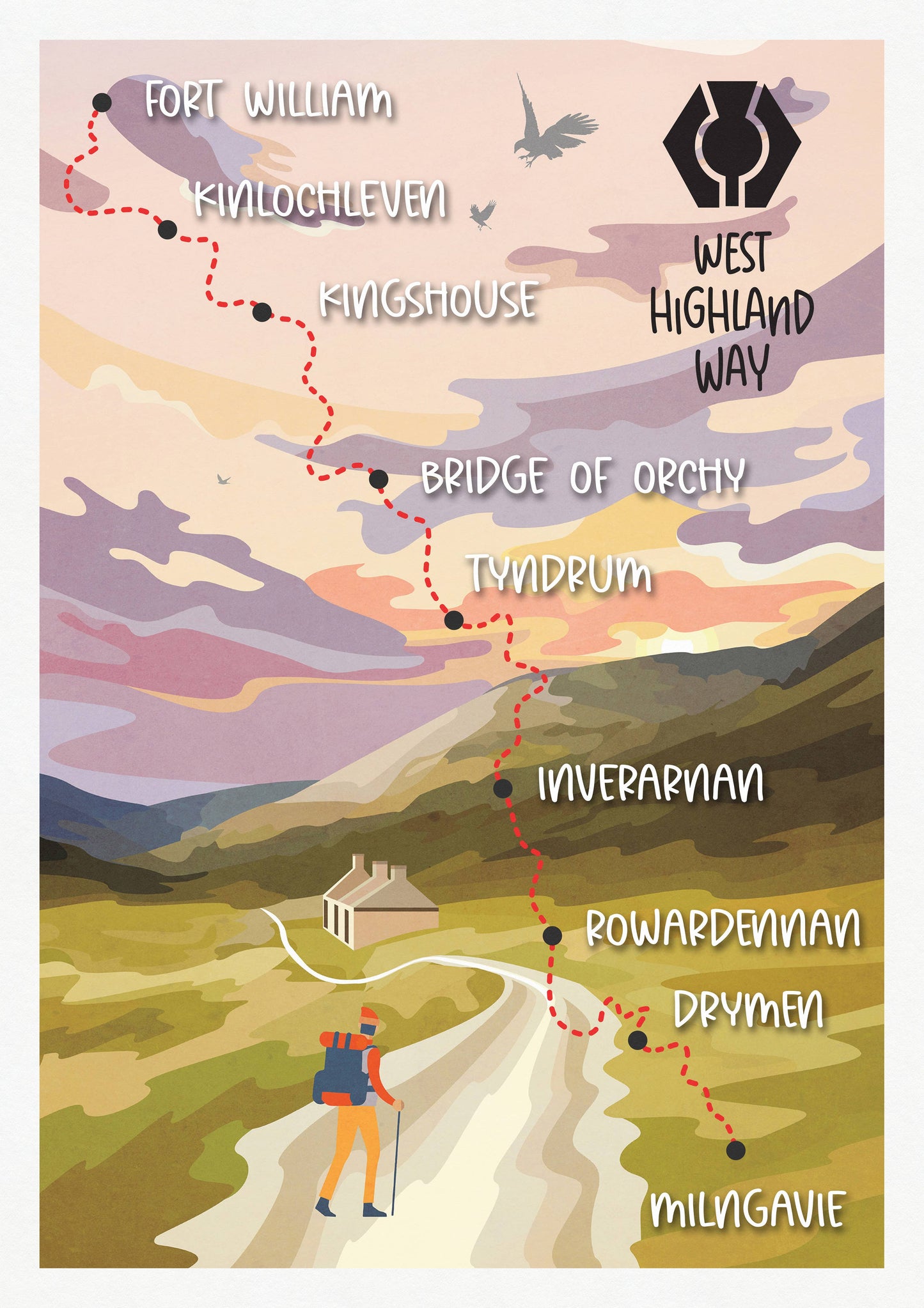 West Highland Way Route Map - Illustrated Trail Print