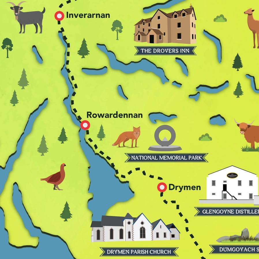 West Highland Way Map - Illustrated Trail Print - Souvenir