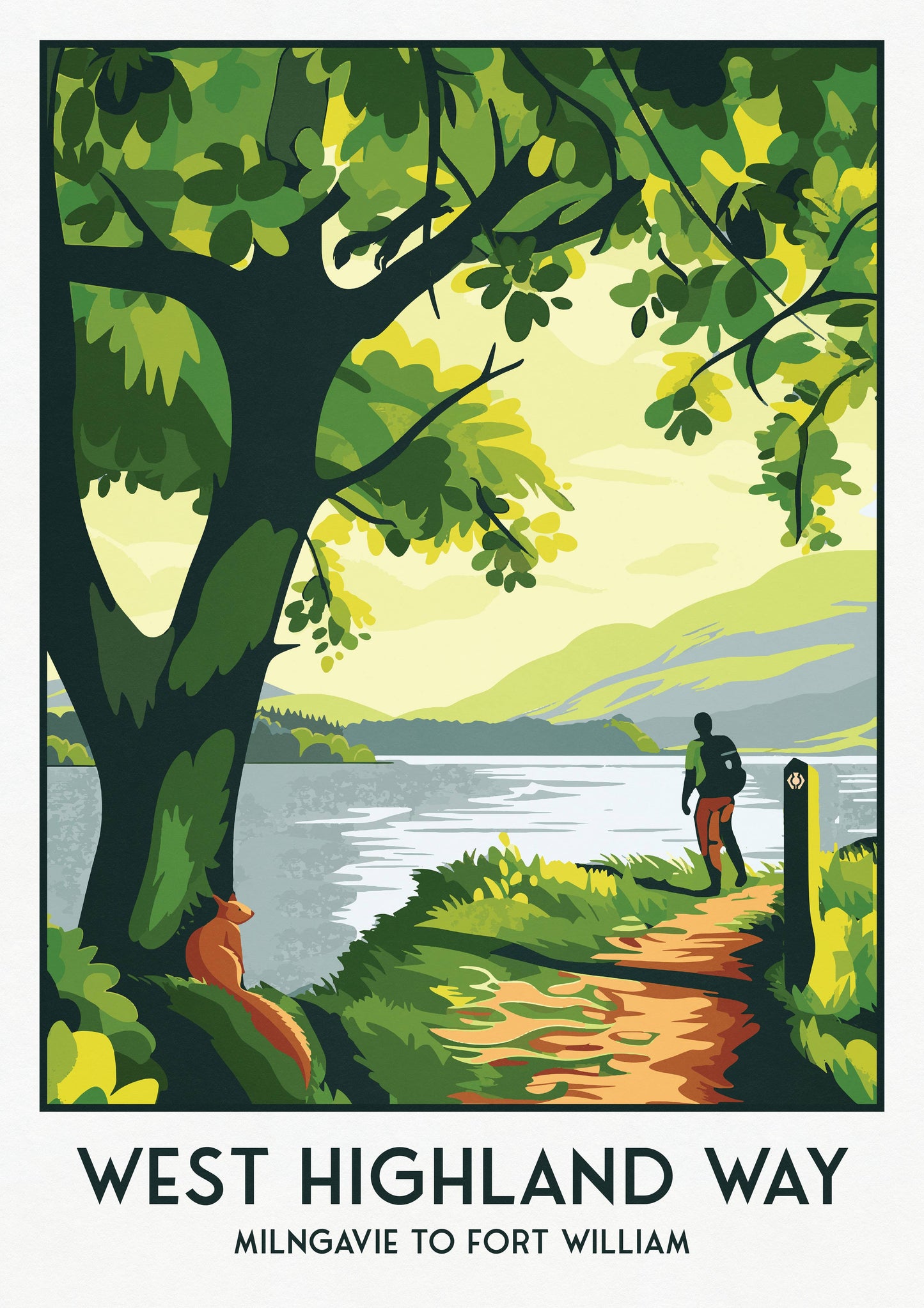 West Highland Way Print, Hillwalker Poster, Loch Lomond, Art
